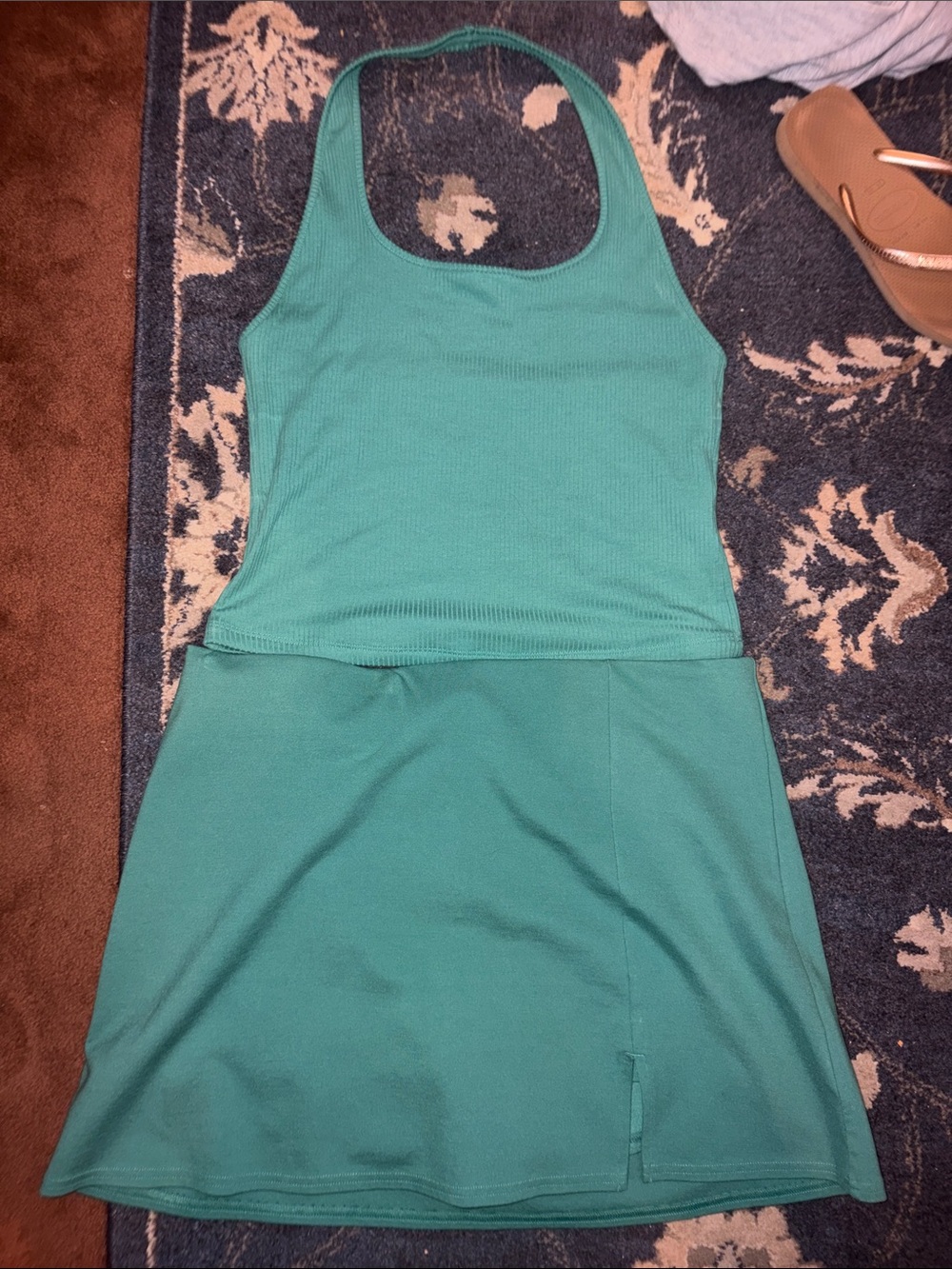 American Eagle Outfitters Teal Halter Top Skort 2 piece set
